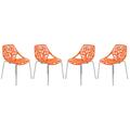Kd Americana Modern Asbury Dining Chair with Chromed Legs - Orange, 4PK KD3034448